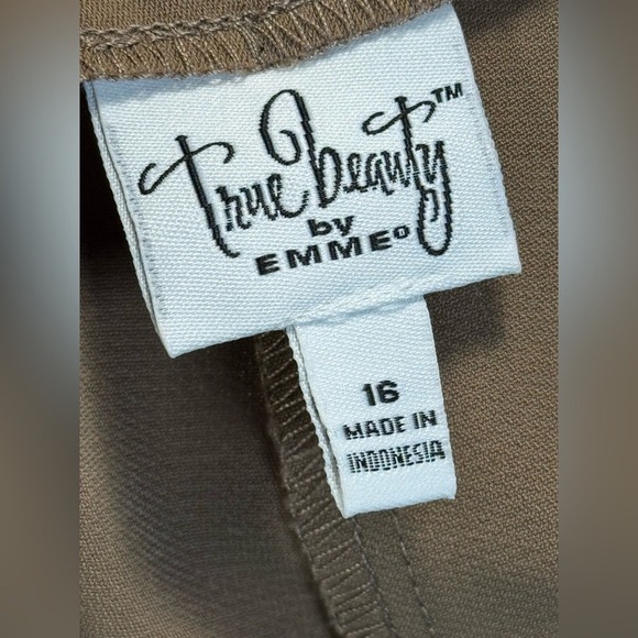 True Beauty By Emme Khaki formal capri, polyester, high-waisted vintage 16 - Picture 7 of 9